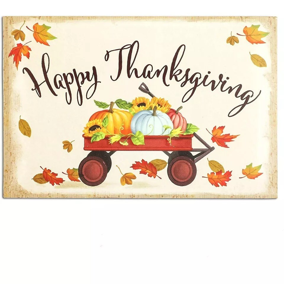 Thanksgiving Postcards - 96 Pack Fall & Autumn Holiday Wagon Postcard Bulk Set