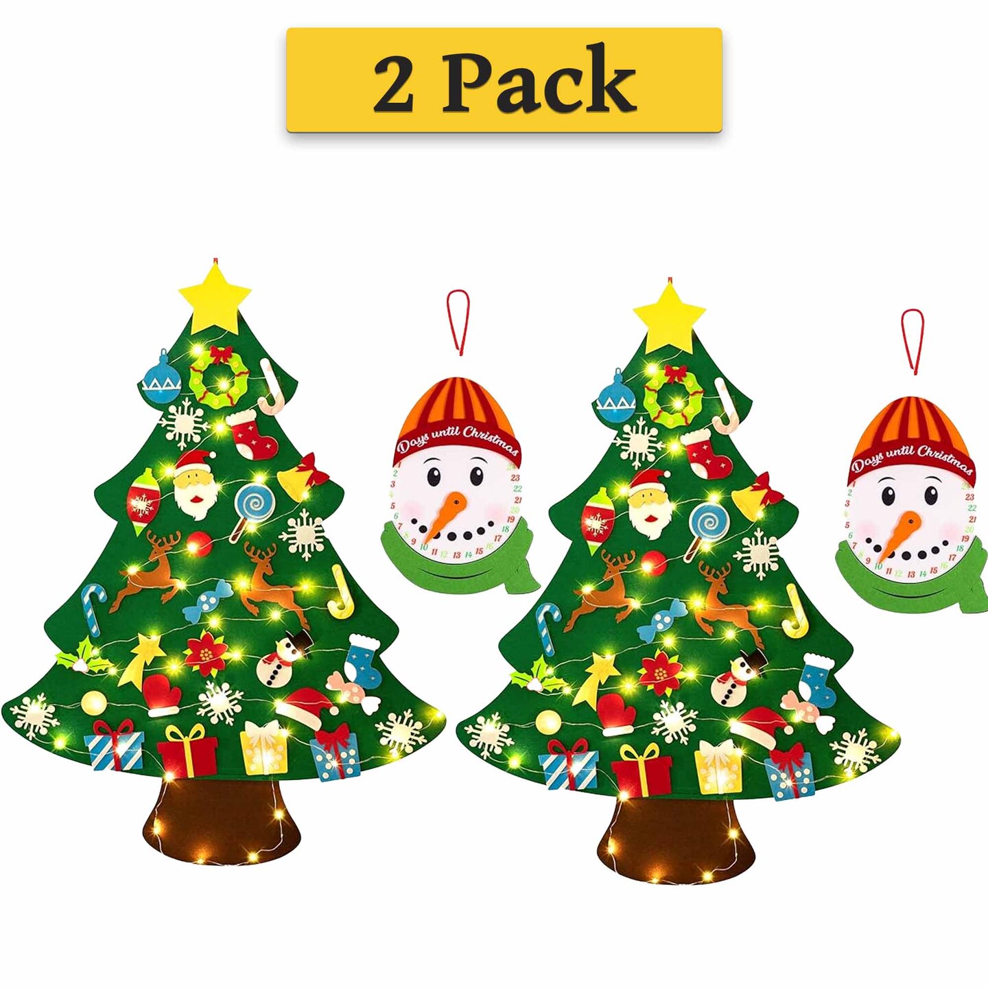 DIY Lighted Felt Christmas Tree Set &#x26; Snowman Advent Calendar