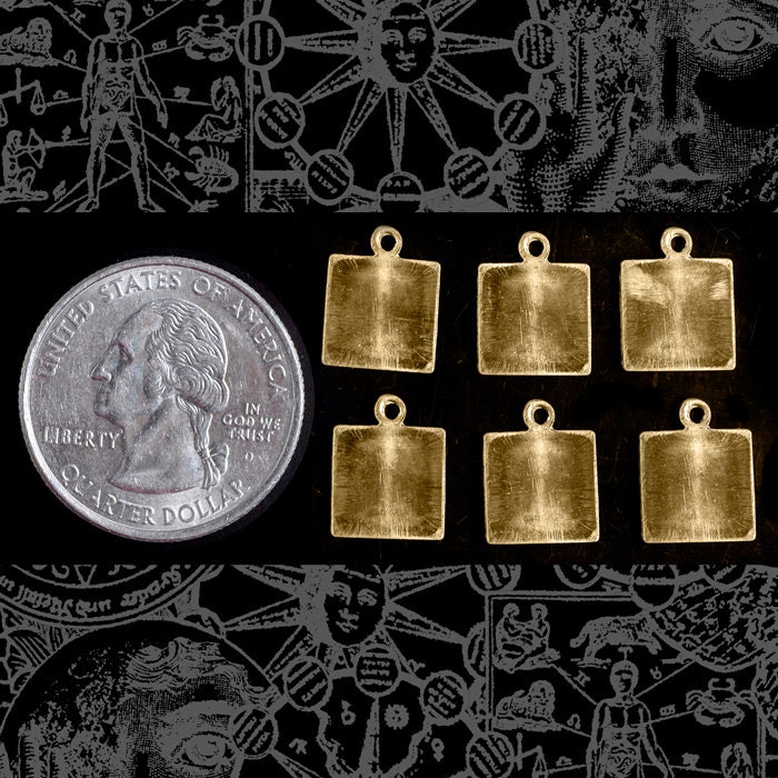 Raw Brass Square Ankh Charm - Set of Six - B-C98