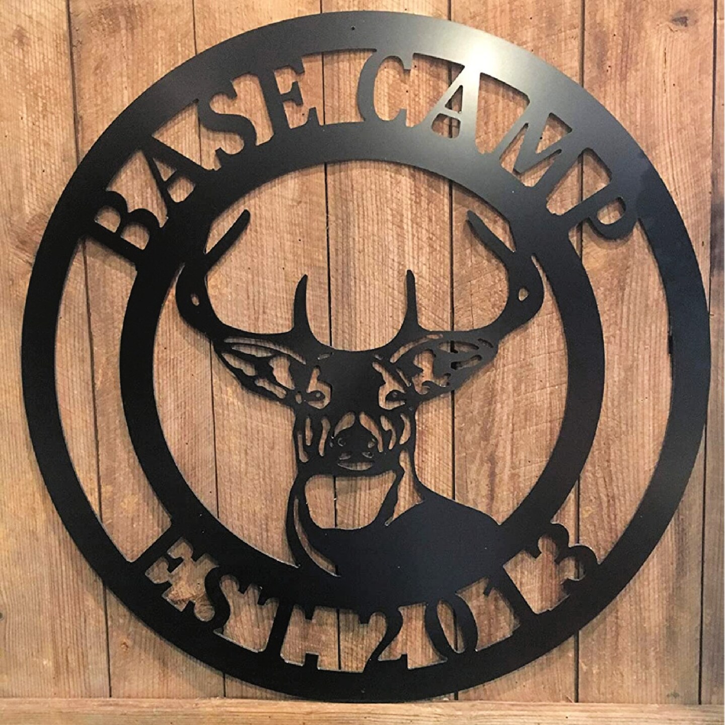 Man Cave Sign - Deer Hunter Decor Christmas Gift - 24" Personalized Hunting Wall or Door Decor