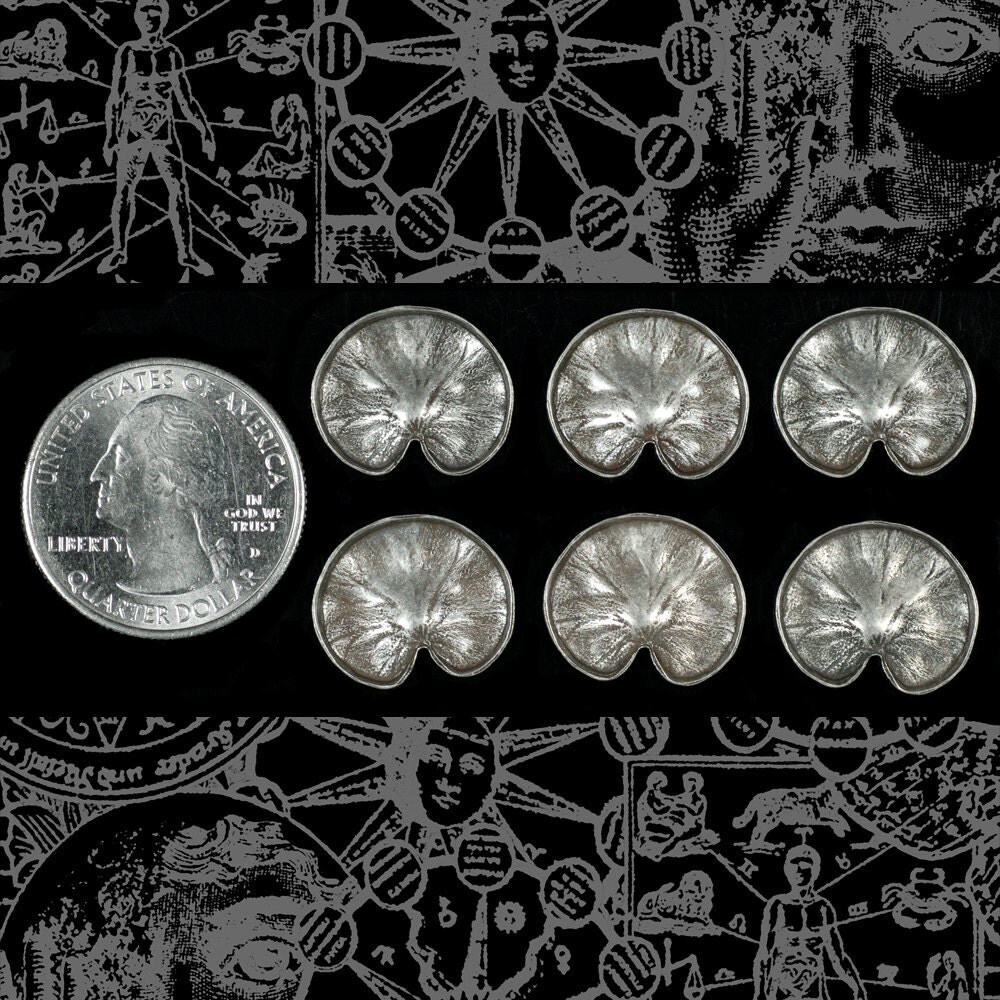 Antiqued Silver Plated Brass Lily Pad Charms - Set of Six - S-C151
