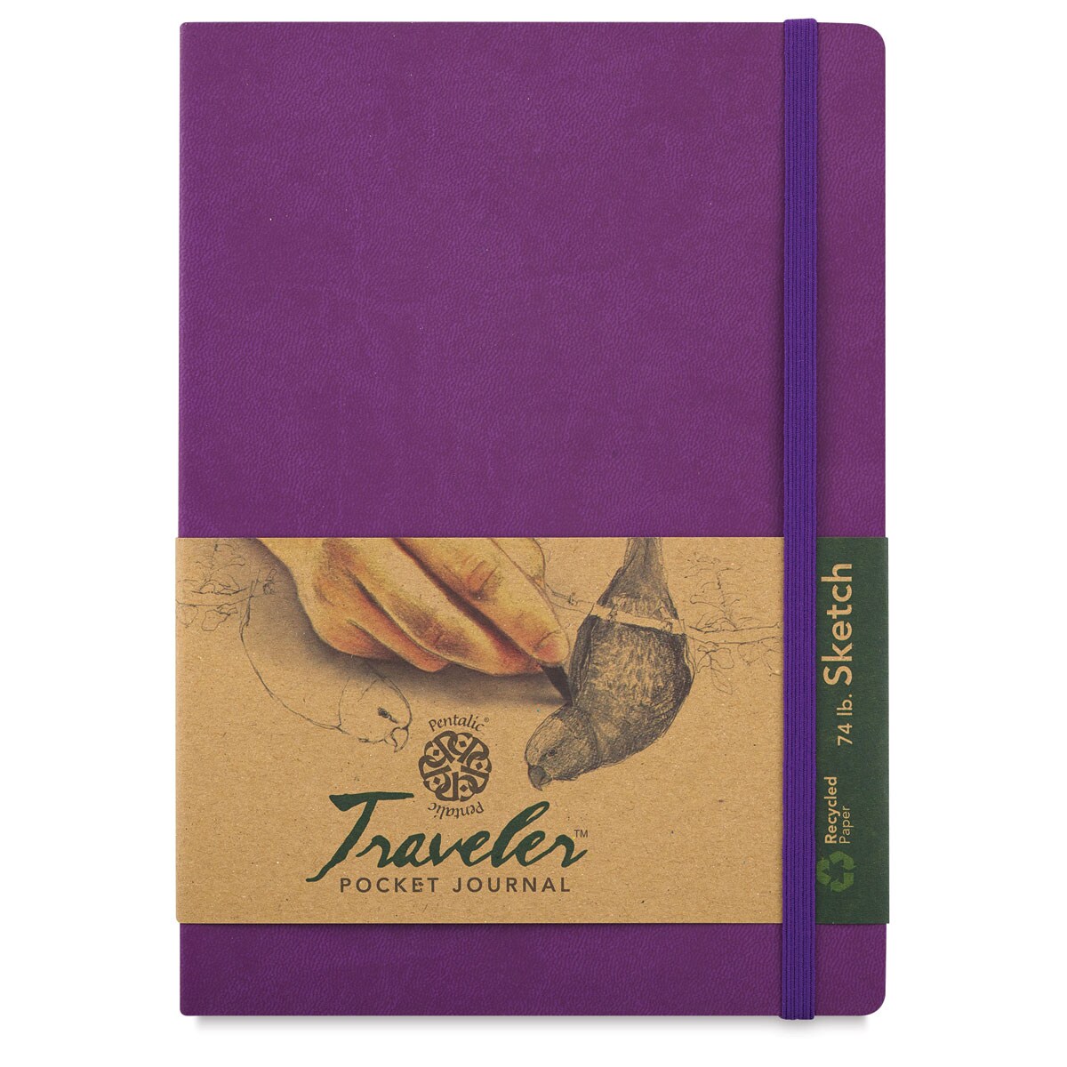 Pentalic Recycled Traveler's Sketchbook - 8-1/4" x 5-7/8", Purple