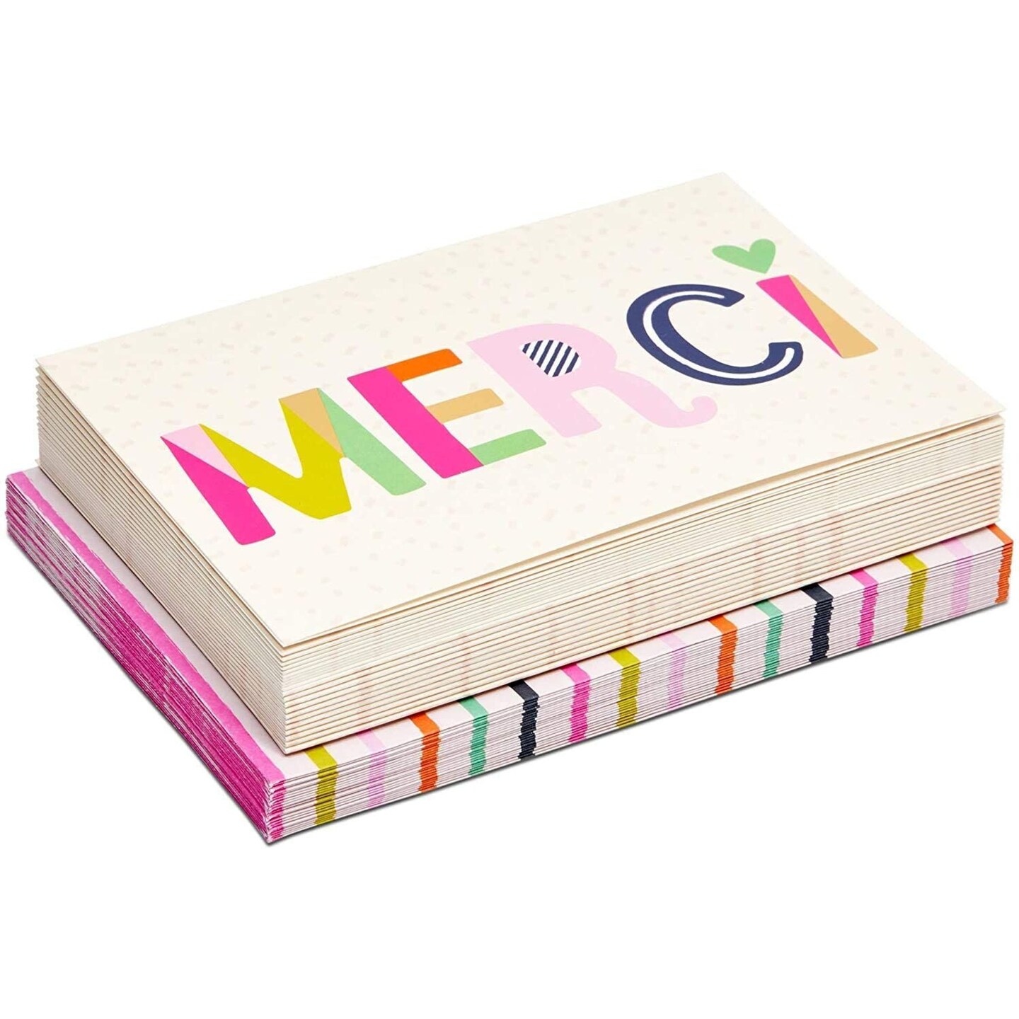 24 ct 6x4 inch Blank Merci Thank You Cards with Striped Envelopes ...