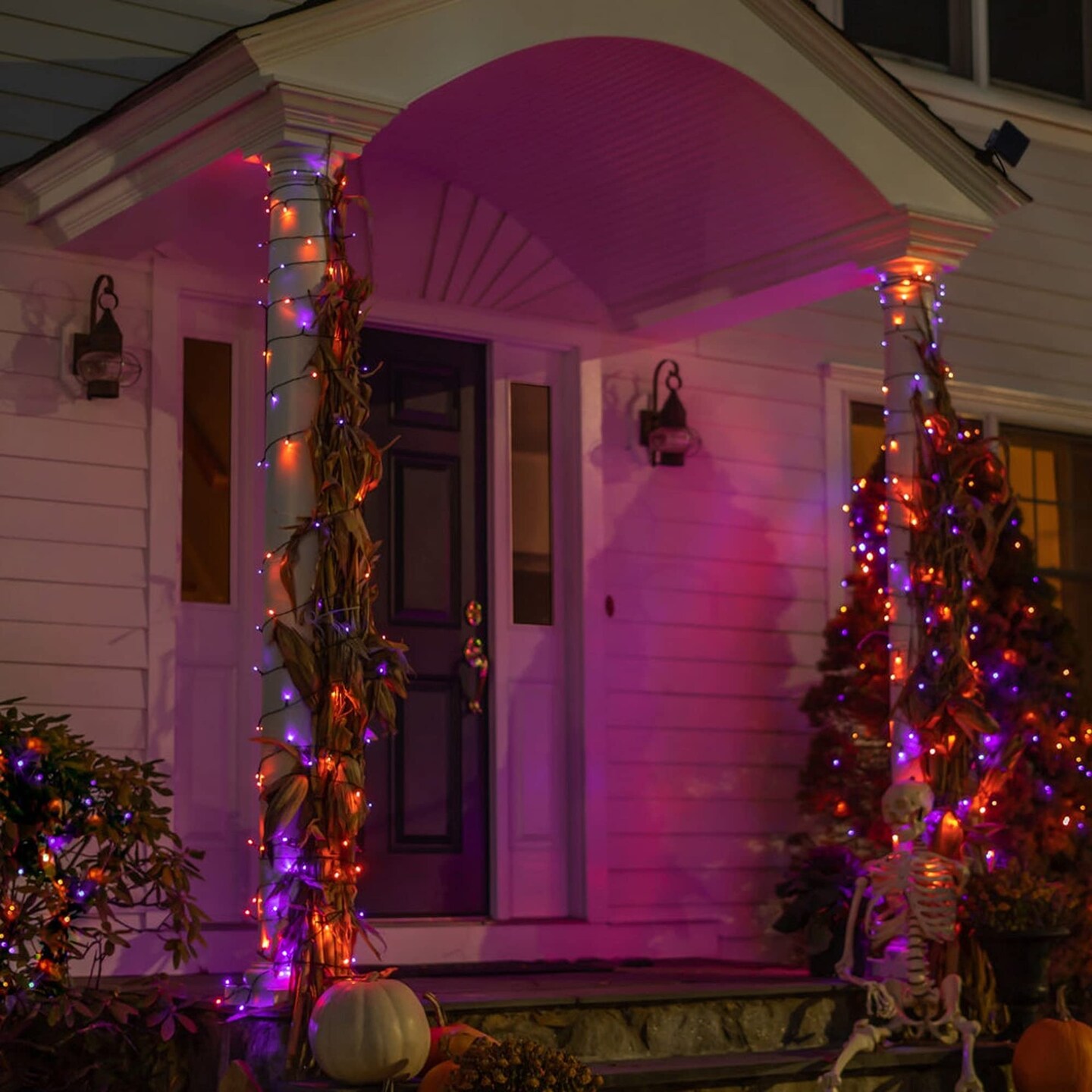 Halloween String Lights, 66FT 200 LED Connectable Black Wire 8 Modes String Lights, Waterproof Christmas Decorations for Indoor Outdoor Patio Party Holiday, Purple &#x26; Orange &#x26; Organizer Storage Tote Bag
