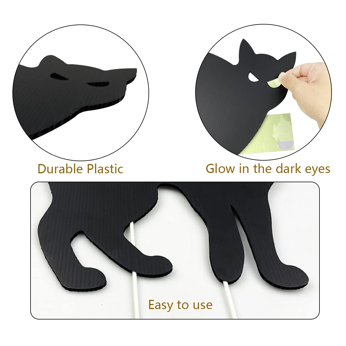 6 Pack Halloween Black Cat Yard Signs with Stakes Scary Silhouette Halloween Decorations for Outdoor Yard Lawn Garden Halloween Decor &#x26; Organizer Storage Tote Bag