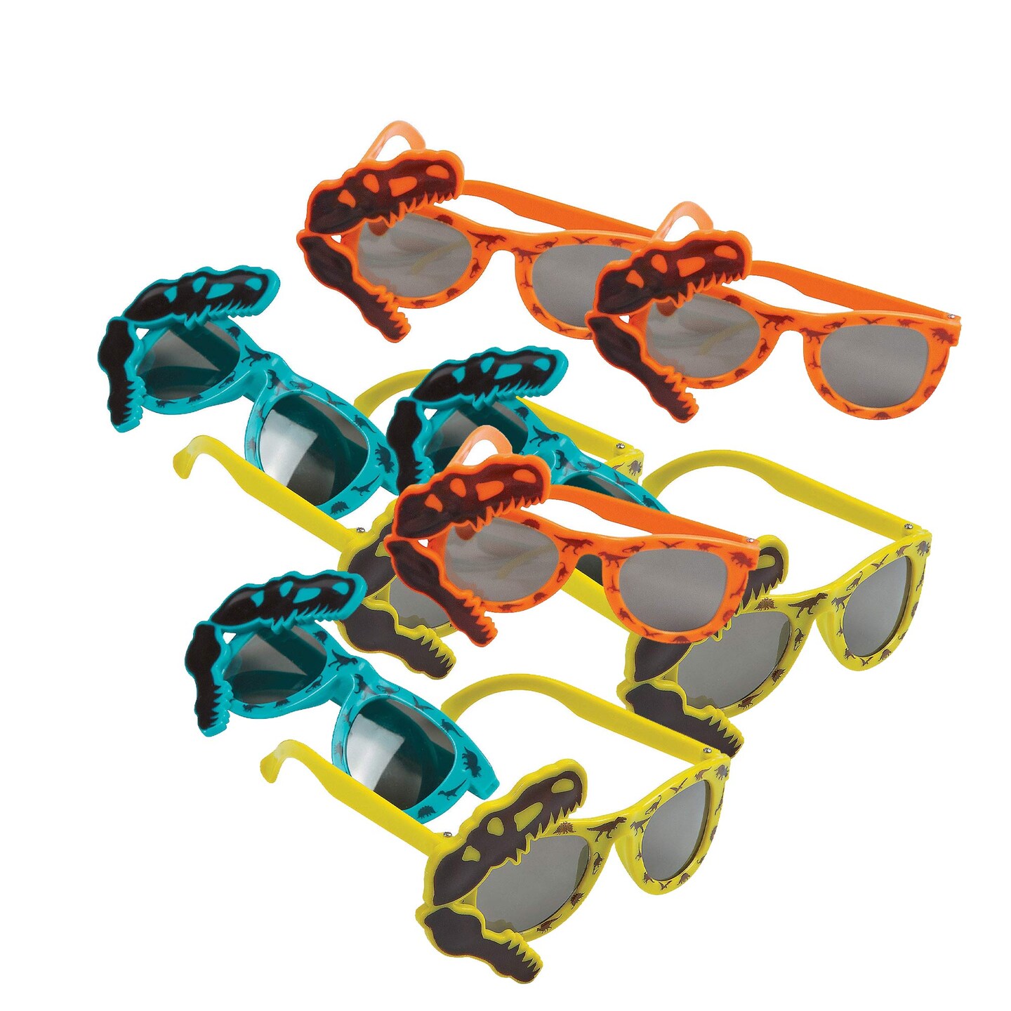 5&#x22; x 1 3/4&#x22; Kids Dino Dig T-Rex Skull Plastic Novelty Sunglasses 12 Pieces