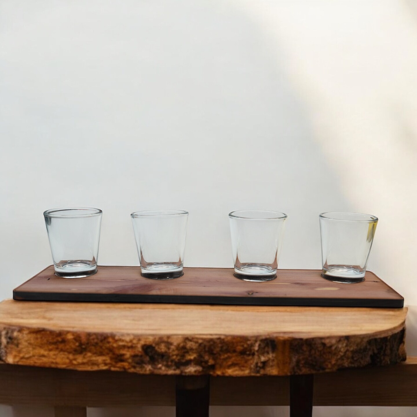 Flight Board with 4 shot glasses