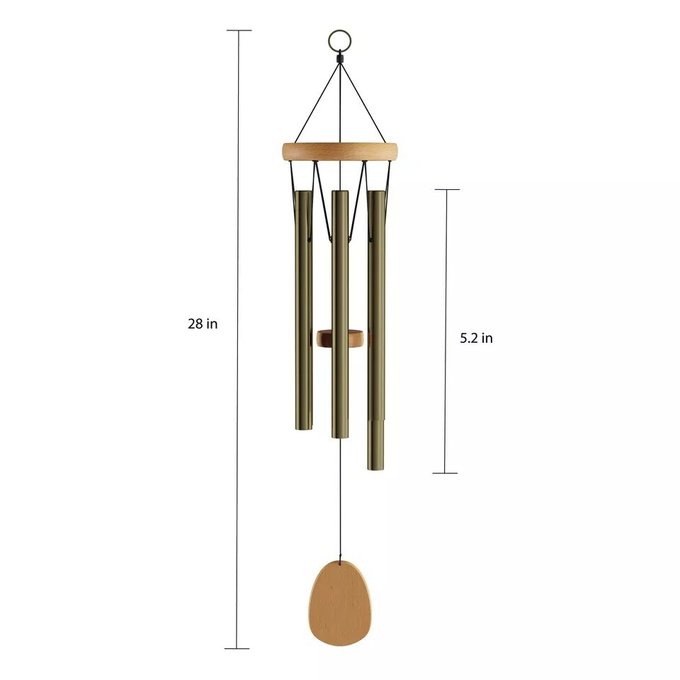 28&#x22; Wind Chimes Metal Wood Windchime Soothing Sound Outdoor Home Decor Gift