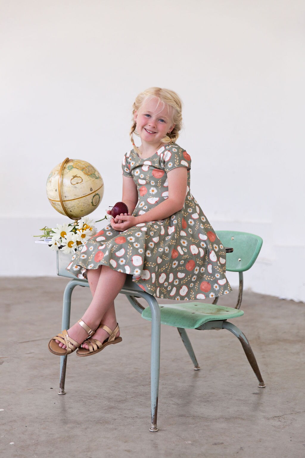 Organic Sage Green Apple Back to School Twirl Dress | MakerPlace by Michaels