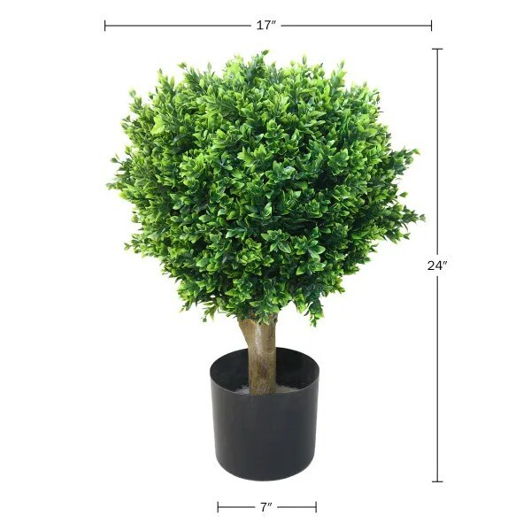 24 inch Realistic Fake Hedyotis Tree Topiary Indoor Outdoor (Set of 2)