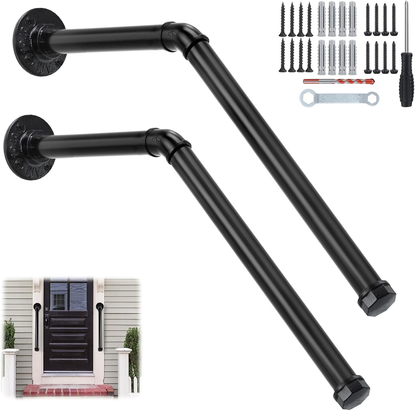 Handrails for Outdoor Steps Wall Mount 2PCS