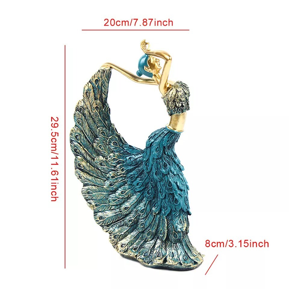 Resin Dancing Figurine Peacock Sculpture Abstract Art Statue Homes Furnishings