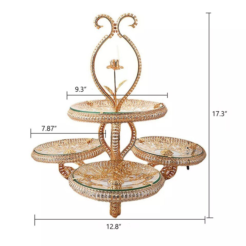 4 Plate Cupcake Stand Holder Wedding Party Cookies Dessert Fruit Display Tower