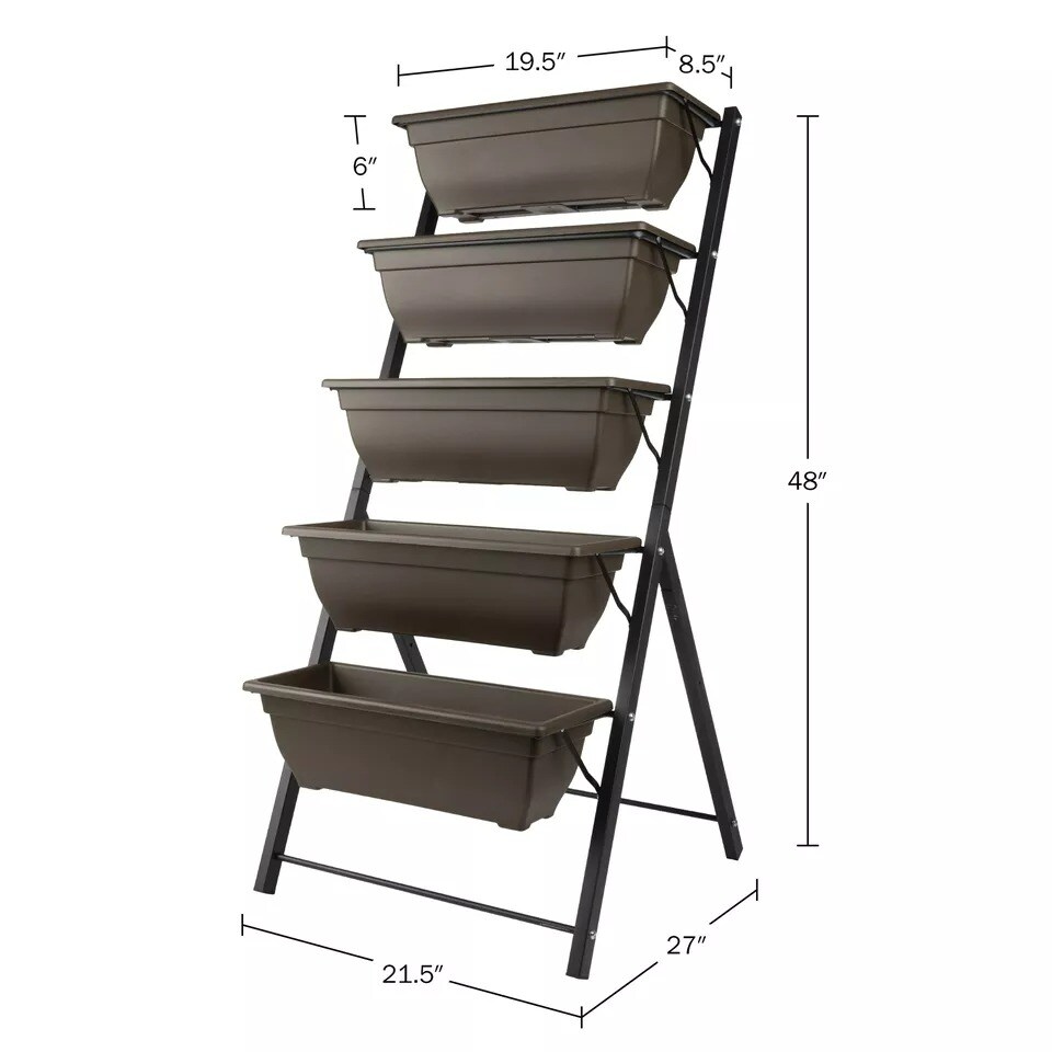 Raised Garden Beds 5 Tier Vertical Garden Planter for Outdoor Plants (Brown)