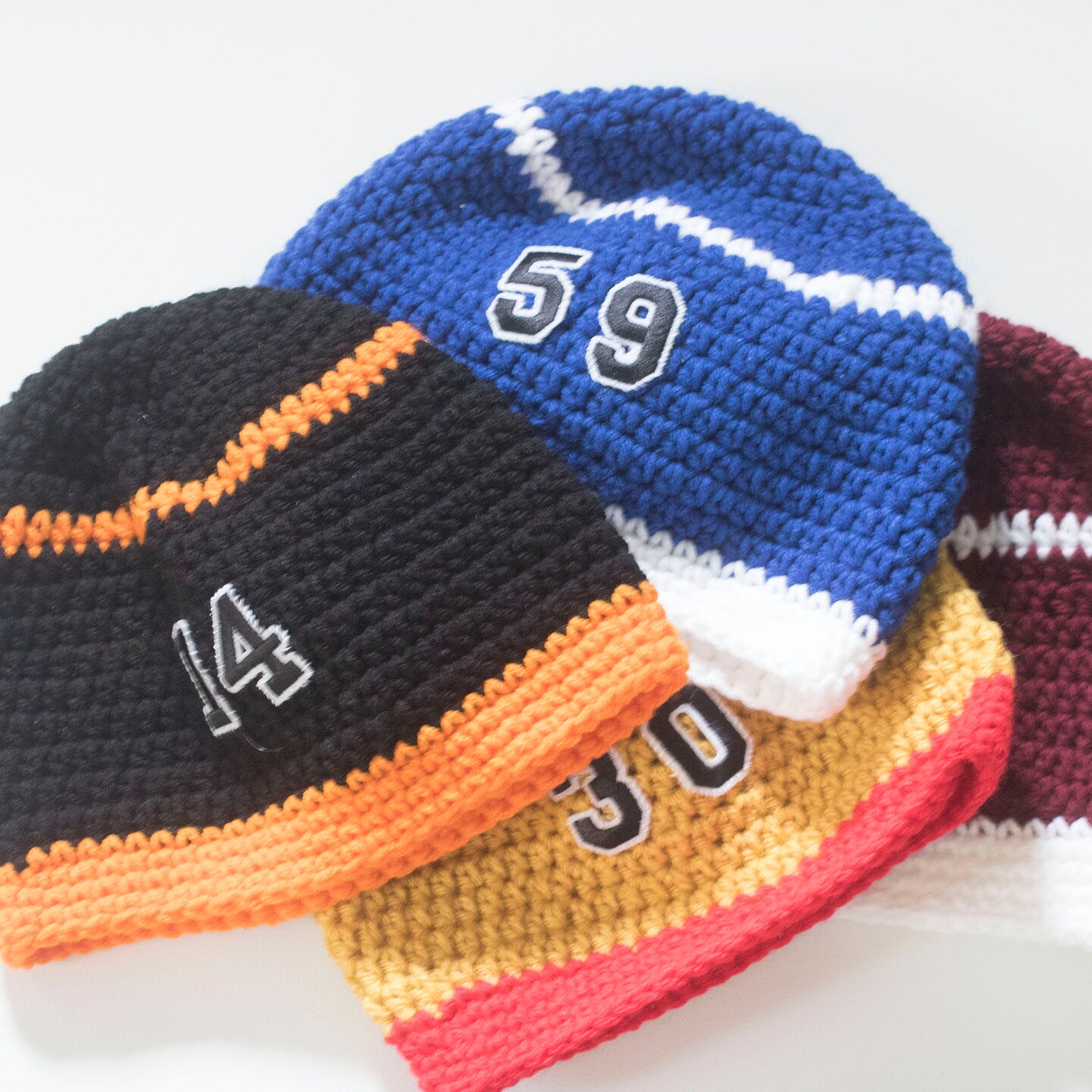 Sport Team Beanie Hat with Number, Hand Crochet | MakerPlace by