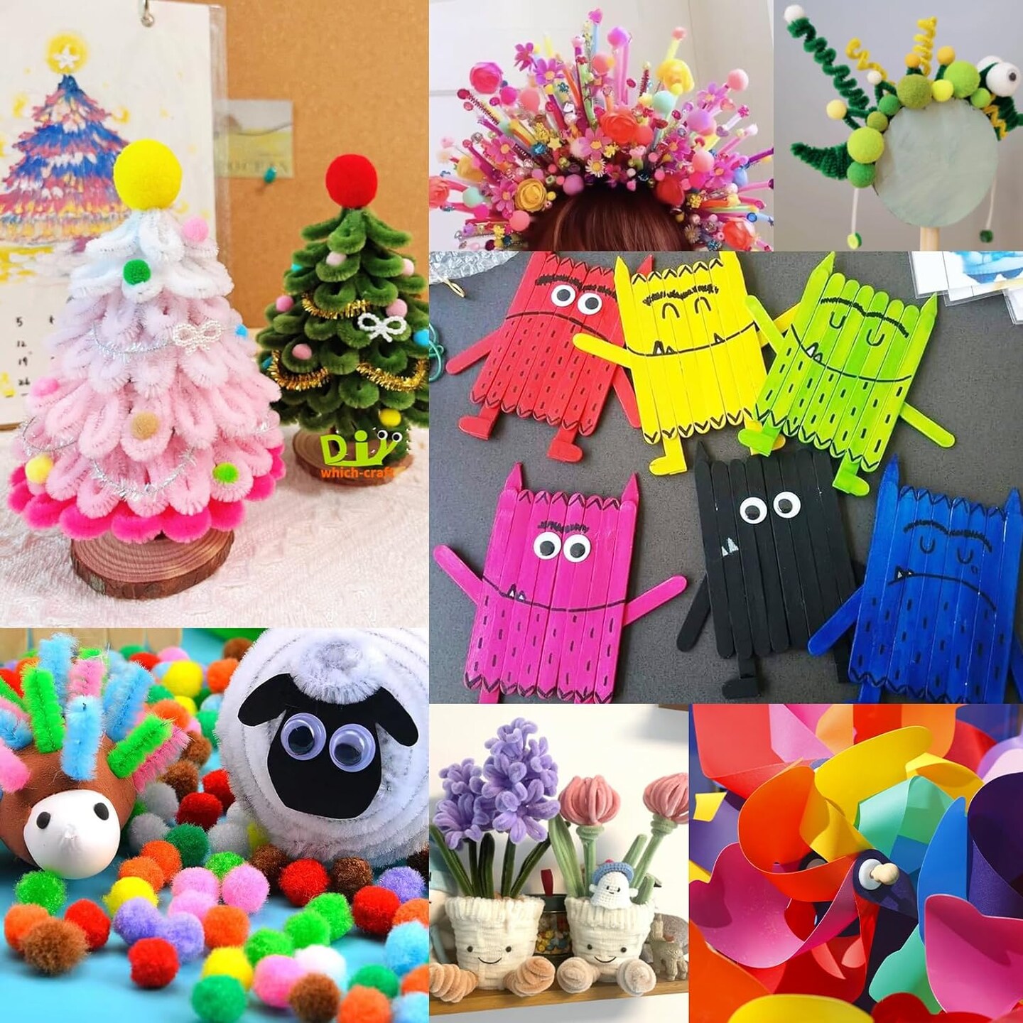 Arts and Crafts Supplies - Crafts for Girls Age 3, 4, 5, 6, 7, 8, 9 Years Old, Craft Kit with Pipe Cleaners, Pompoms, and Craft Tools, Birthday Gifts for Kids, Boys and Girls 3-12 Years Old.