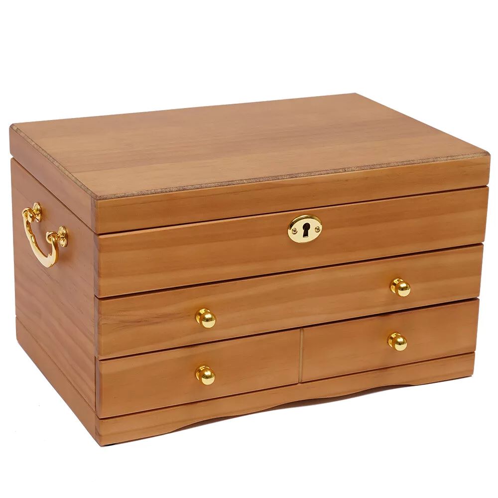 Kitcheniva Large Wooden Jewelry Box With Safe Lock