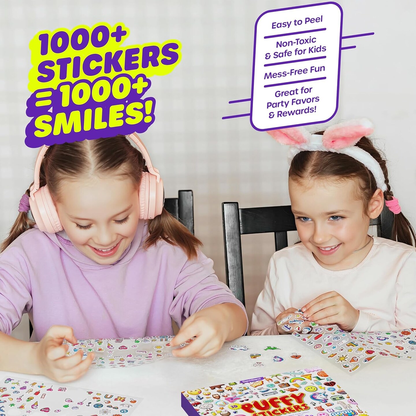 1000+ 3D Puffy Stickers for Kids, Teens, Toddlers Ages 2-4 Years, Girls &#x26; Boys
