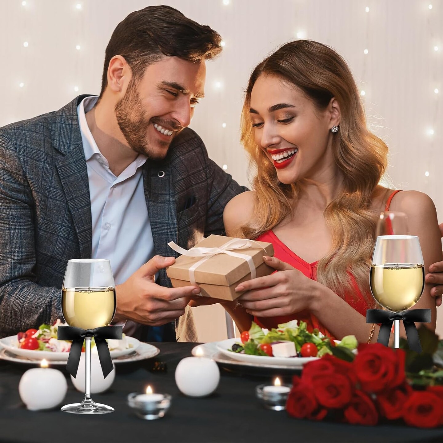 Satin Ribbon Black Bow Decor 2.5" Premade Pink Twist Tie Bows (50 Counts)