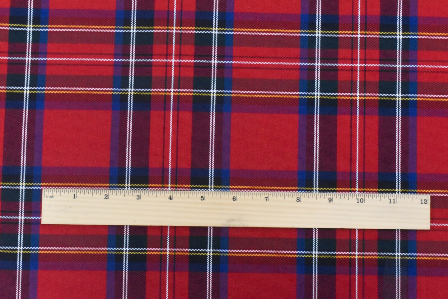 School Red-Blue-White-Multi Plaid Poly Madras Woven Fabric By the Yard