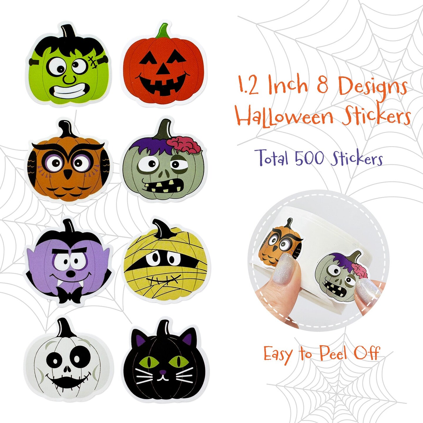 Wrapables Halloween Sticker Roll, Holiday Stickers for Sealing Cards, Envelopes, Gift Boxes, Festive Party Favors (500pcs), Assorted