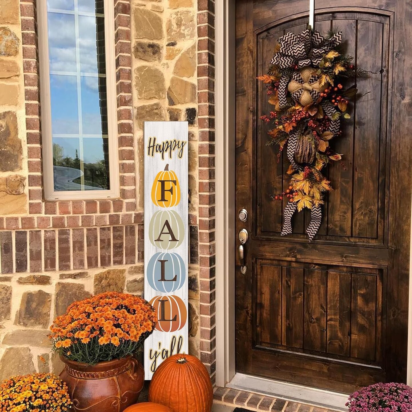 Happy Fall Y&#x27;all Porch Sign (&#x9;White)