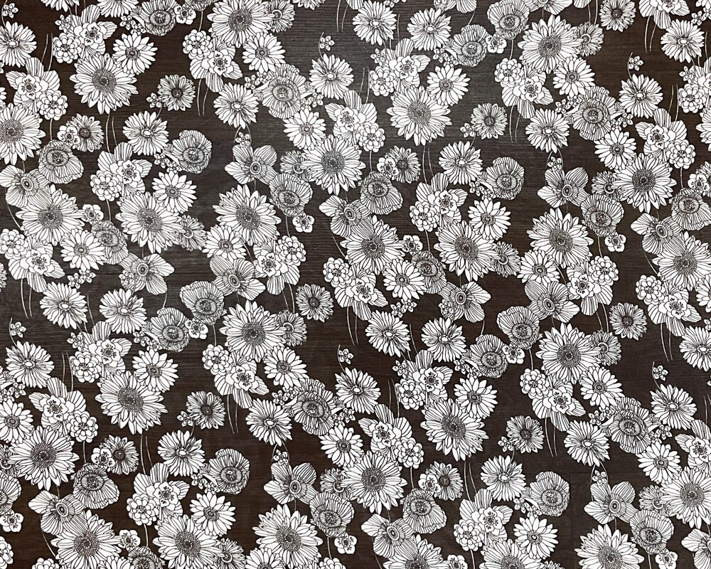 Black-White Poly Floral Printed Chiffon Woven Fabric By the Yard