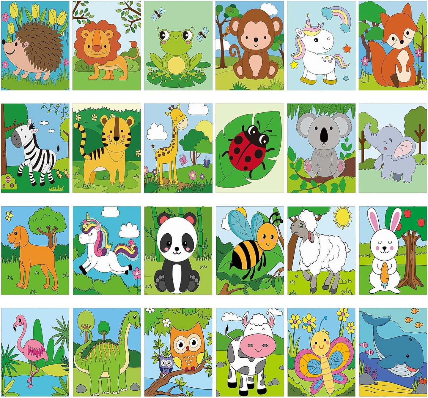 24 Pcs Pre Drawn Canvas for Painting Adult Pre Printed Canvas Bulk Sip and Paint Kit Stretched Panels Paint Set for Theme Valentine Painting Night Party Favor(Jungle Animal,8 x 10 Inch)