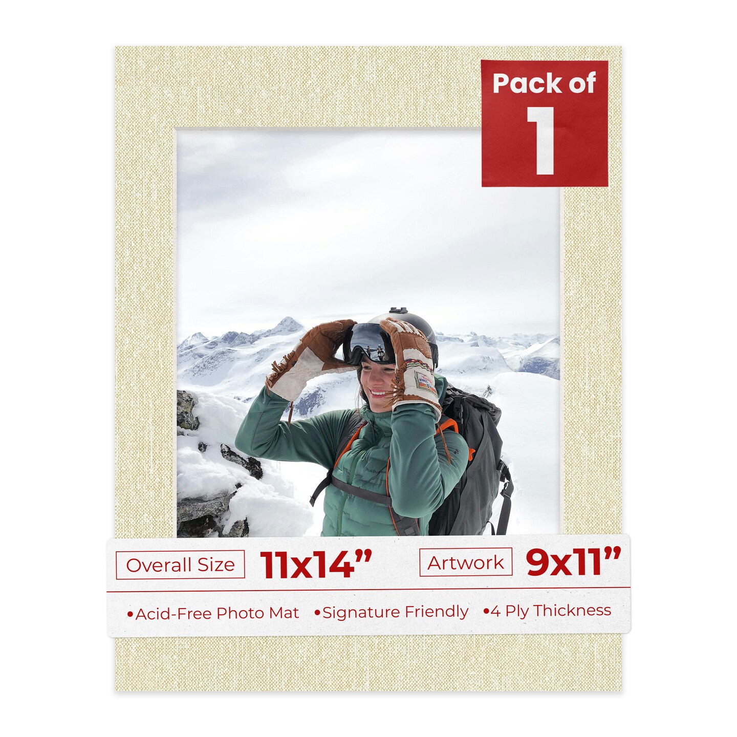 Off White Canvas Mat Board for 11x14 Frames - Fits 9x11 Photos