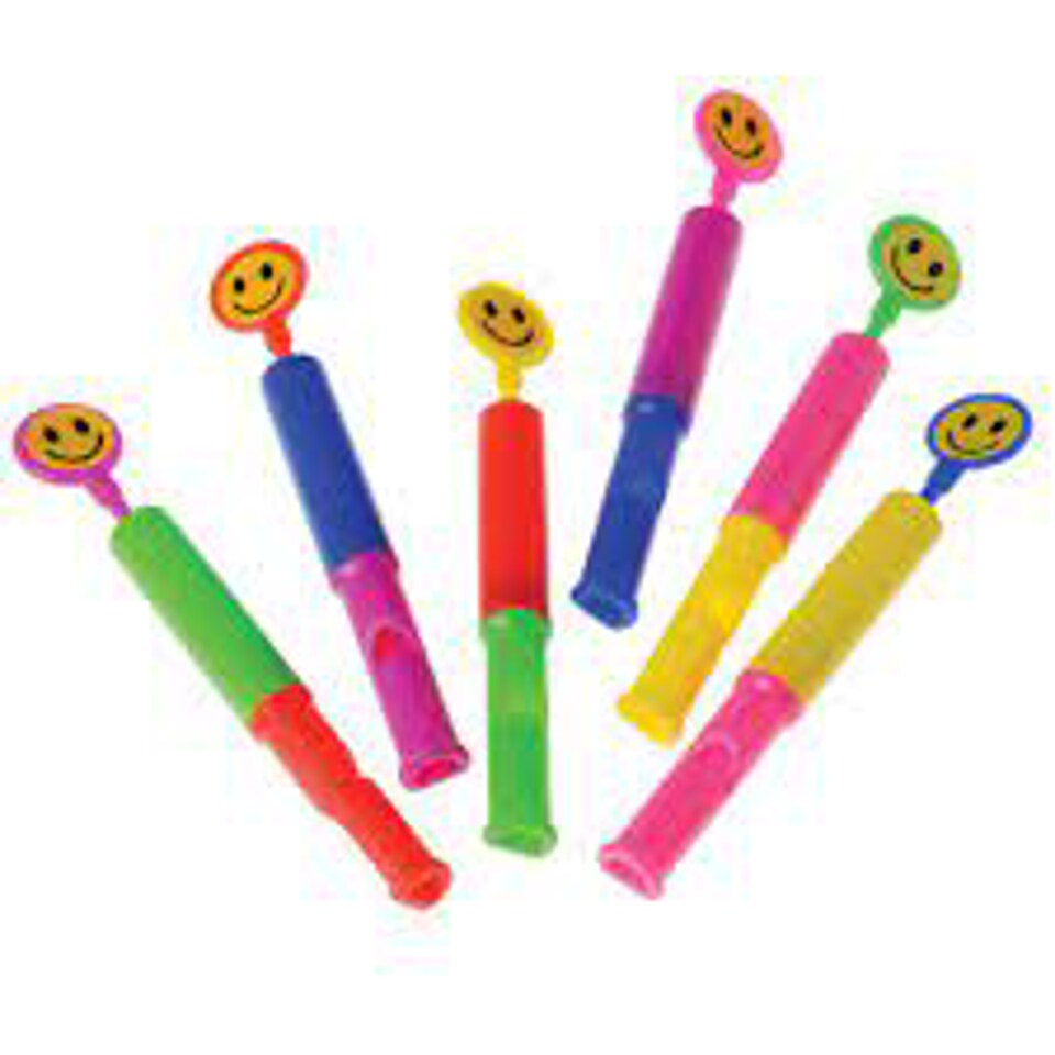 Smiley Face Slide Whistles – Colorful Noise Makers for Kids, Classroom Prizes & Party Favors, 24 Pack