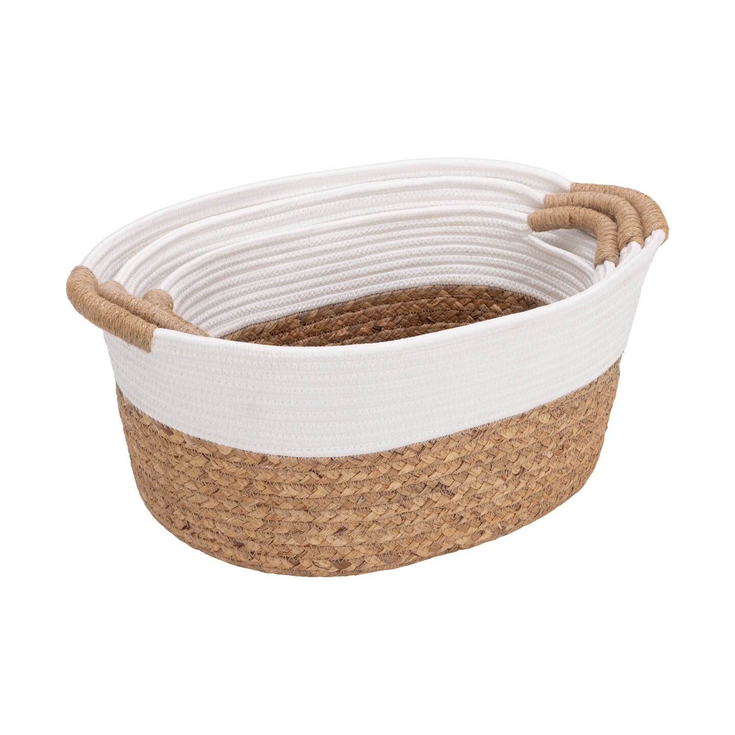 Seville Classics 3-Piece Natural Water Hyacinth and Rope Handwoven Basket Set