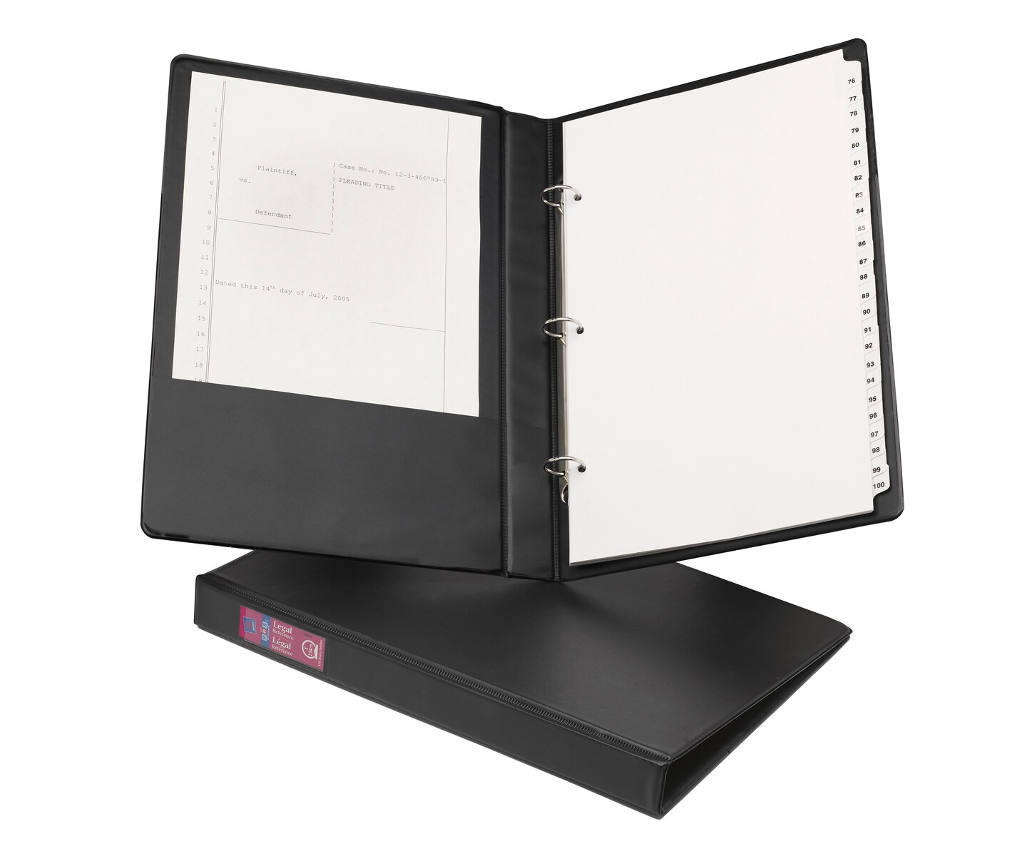 Avery Legal-Size Durable 3 Ring Binder, 1" Round Rings, Holds 8.5" x 14" Paper, Label Holder, 1 Black Binder (06400)