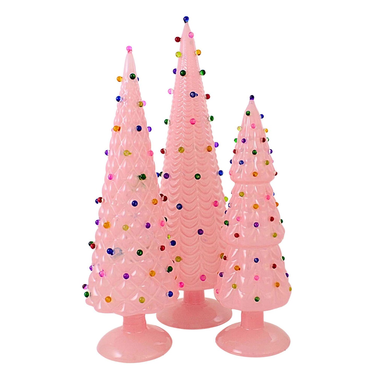 Cody Foster 14.5 Inch Bauble Tree Large Pink Set Christmas Decorative Tree Set , Lightweight Christmas Decor Decorative Glass Trees