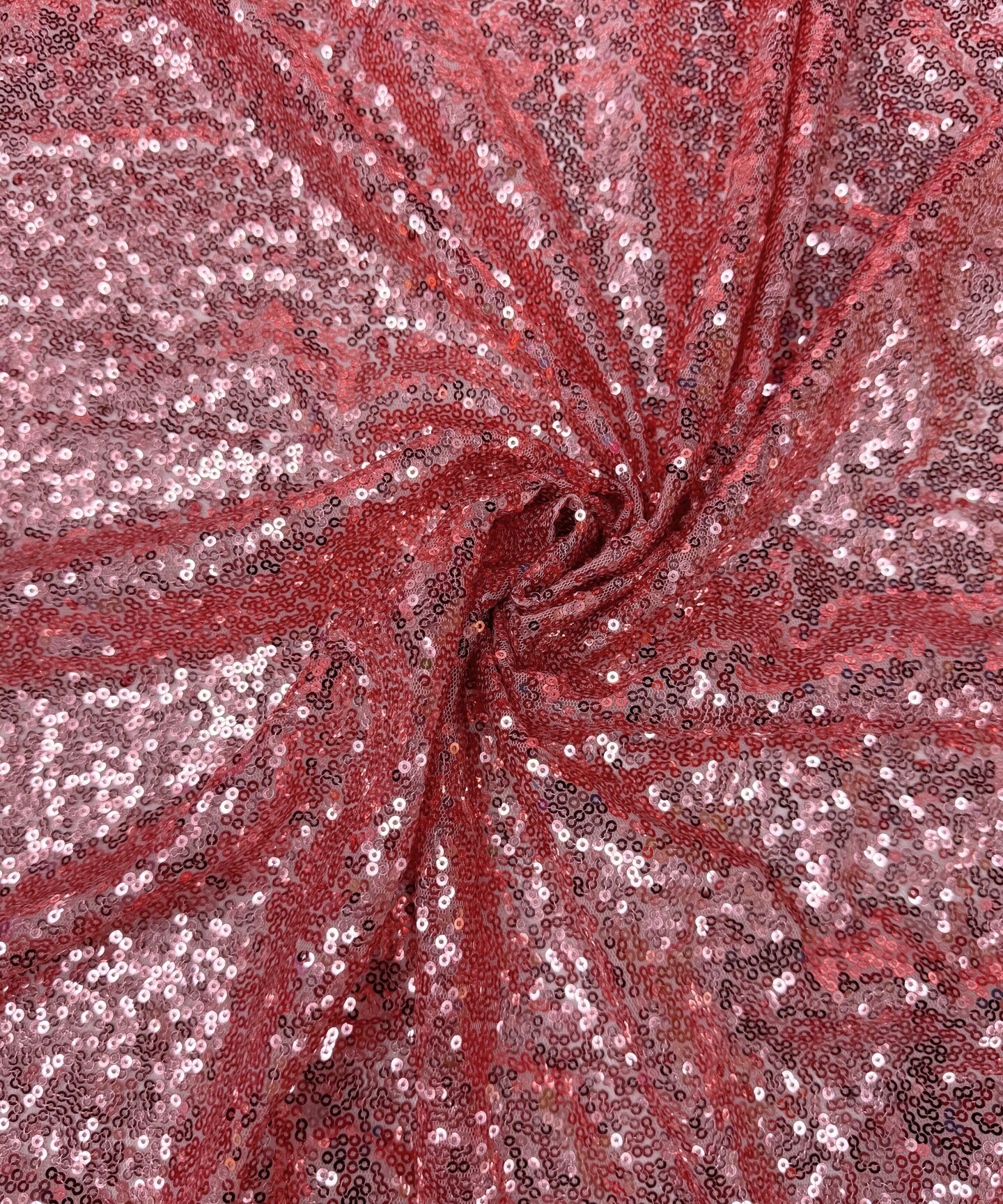 Dusty Rose Glitz Iridescent Sequin Mesh fabric, 2 Way Stretch