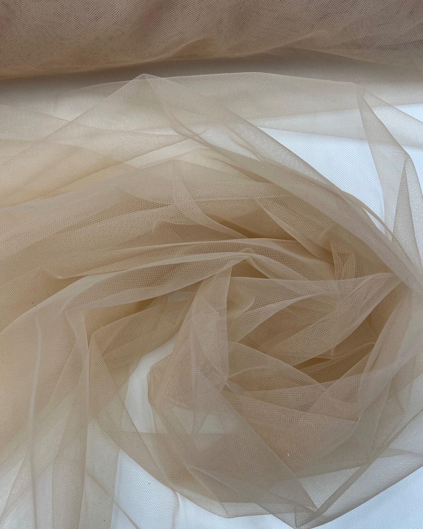 Light Nude Nylon Tulle Fabric by the Yard, 63" Wide Soft Stretch Mesh Fabric for Veils, Wedding Dresses, Decor & Sewing