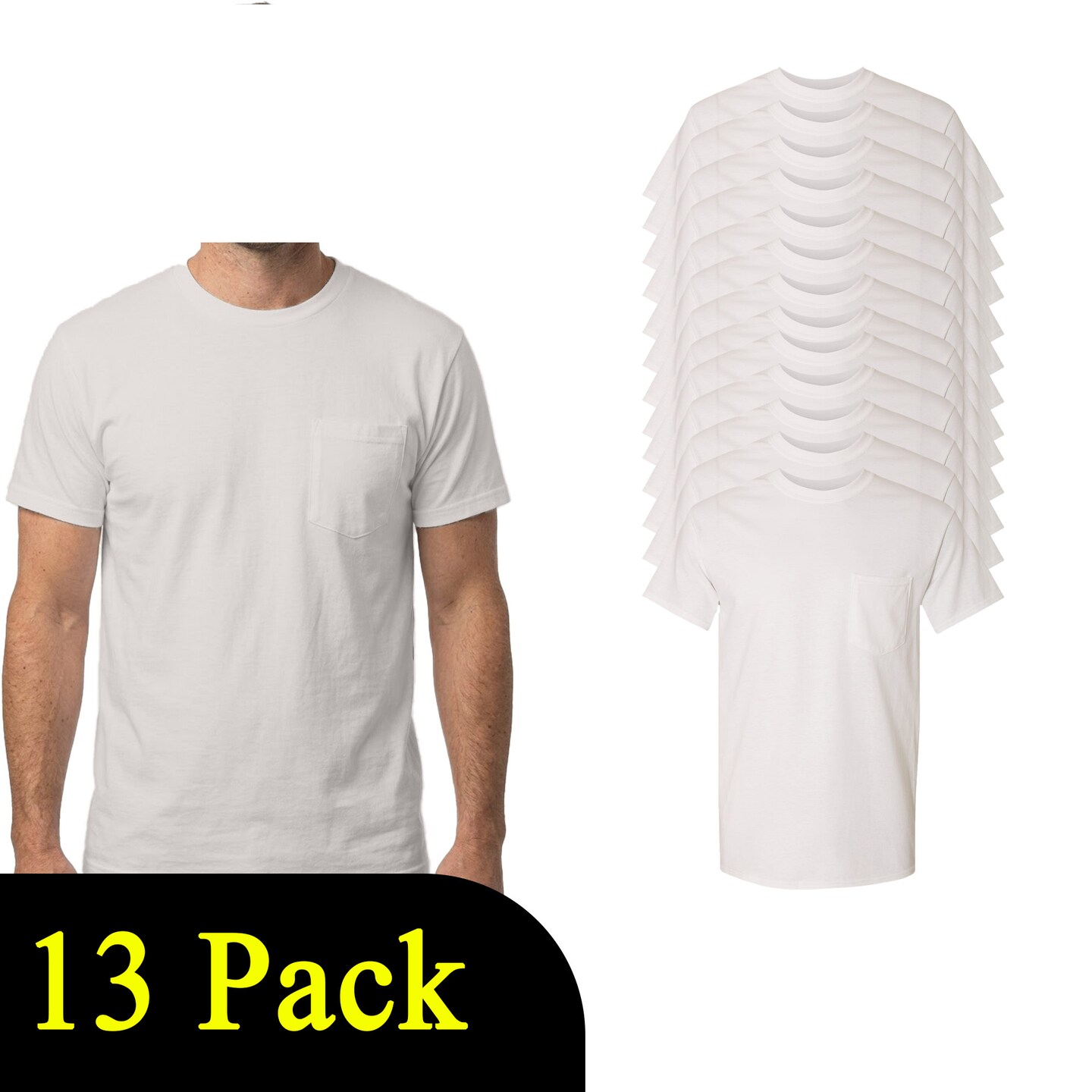 White Pocket T-Shirt - Gildan Craft-Ready Heavy Cotton, Paint Craft Blanks Multi Pack Tee