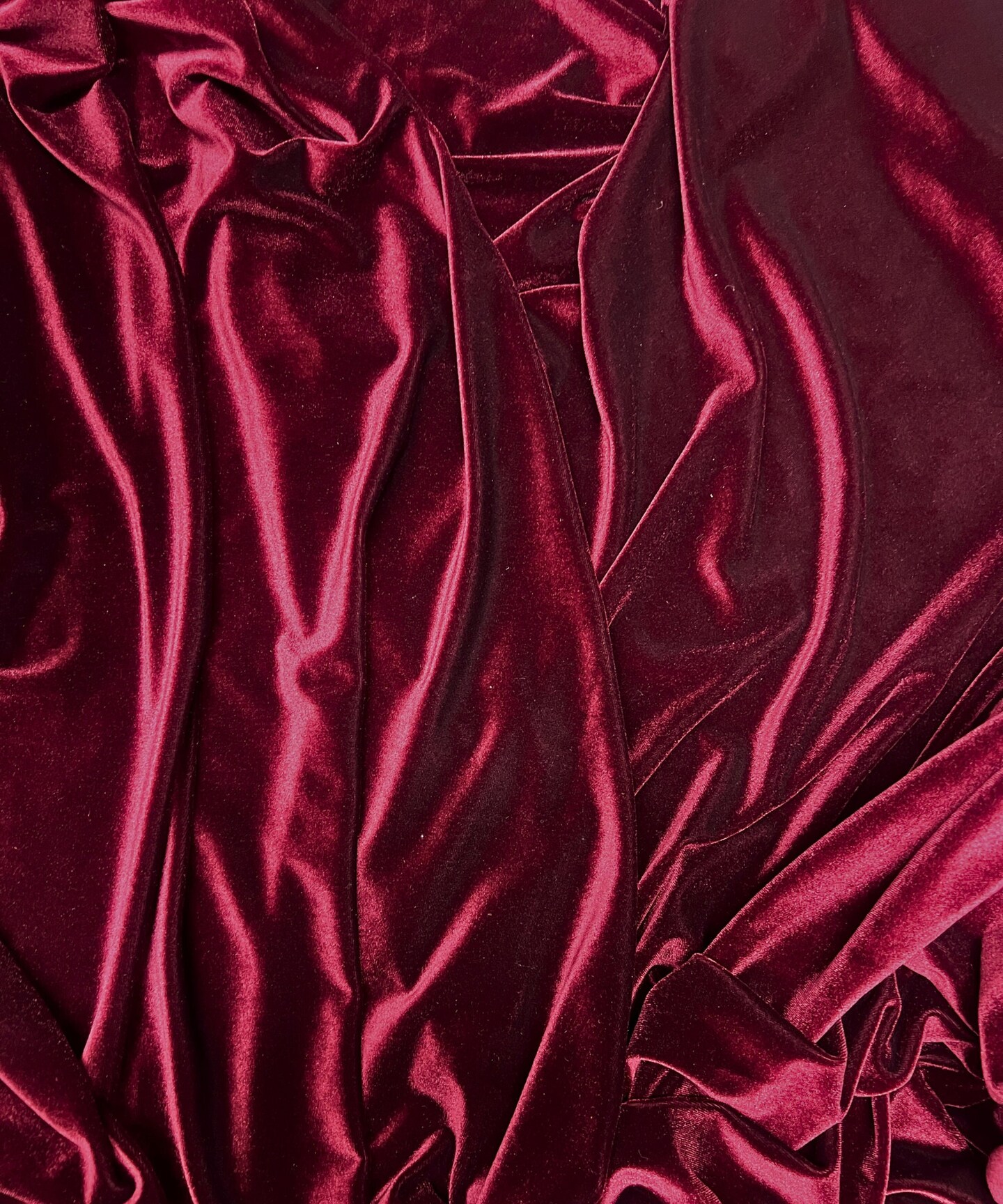 Burgundy Stretch Velvet Fabric by the Yard, 58" Wide Plush Velvet 4-Way Stretch
