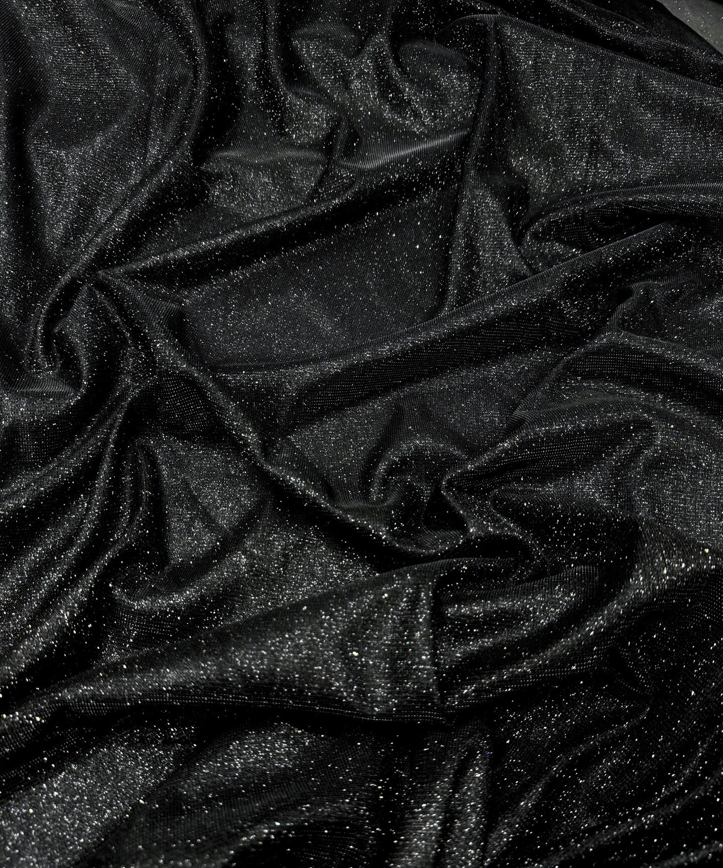 Black Glitter Lurex Knit Fabric by the Yard, 60" Wide Sparkle Metallic Stretch Fabric for Costumes, Gowns, Dancewear