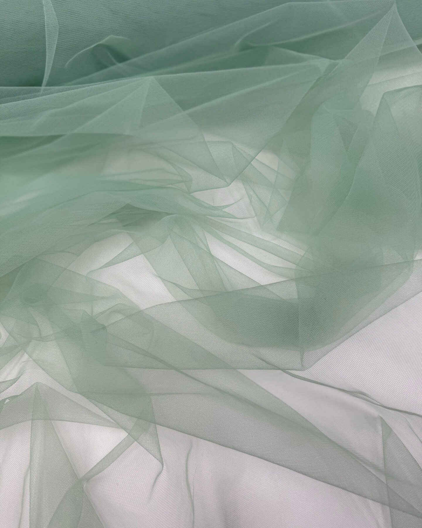 Sage Green Nylon Tulle Fabric by the Yard, 63" Wide Soft Stretch Mesh Fabric for Veils, Wedding Dresses, Decor & Sewing