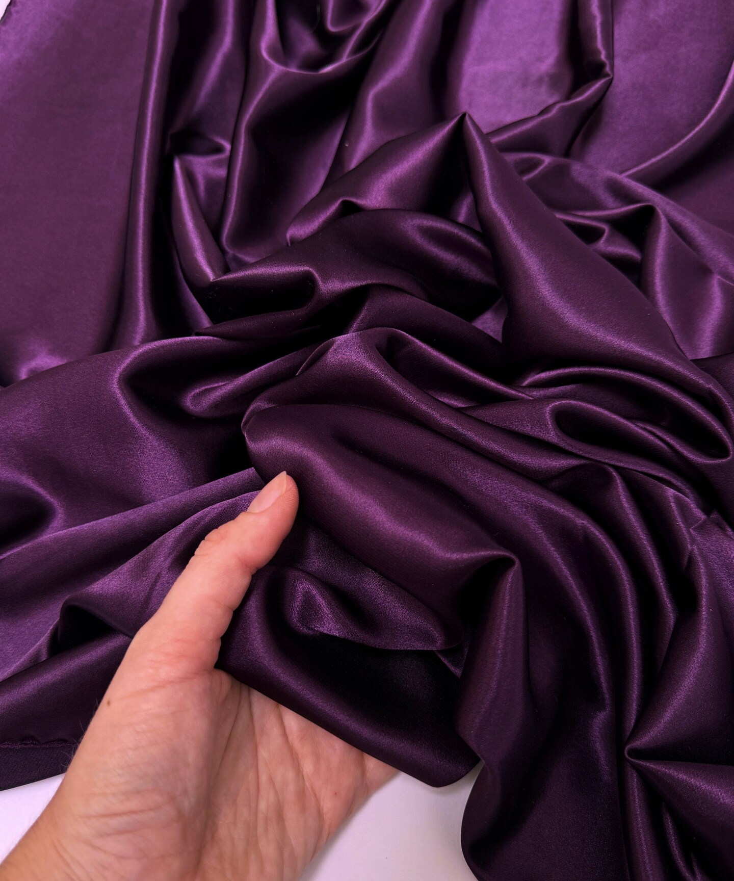 Plum Stretch Charmeuse Satin Fabric by the Yard, 58" Wide Silky Lightweight Satin for Bridesmaid Dresses, Gowns, Lingerie