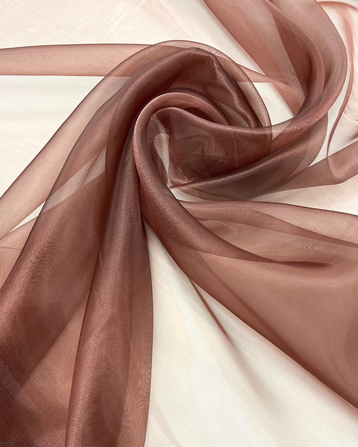 Chocolate Crystal Organza Fabric by the Yard, 60" Wide Sheer Lightweight Organza for Wedding Dresses, Event Decor, Curtains & Sewing