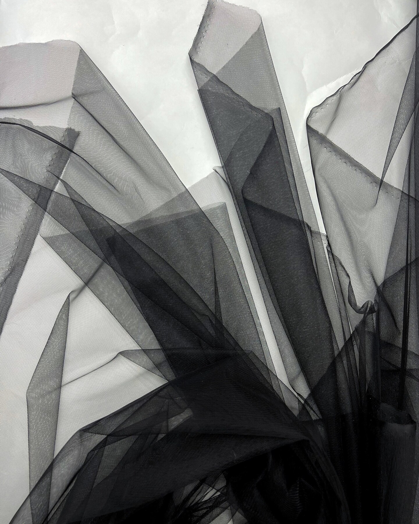 Black Nylon Tulle Fabric by the Yard, 63" Wide Soft Stretch Mesh Fabric for Veils, Wedding Dresses, Decor & Sewing