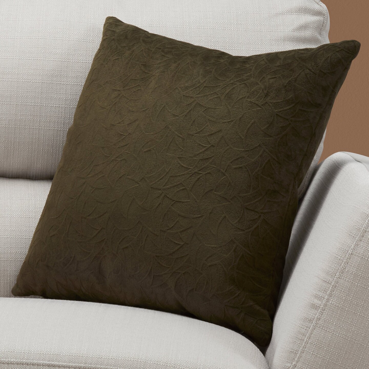 Edge Collections - 18-inch H x 18-inch W x 6-inch D - Green - Floral Decorative Pillow with Zipper - 1 Piece