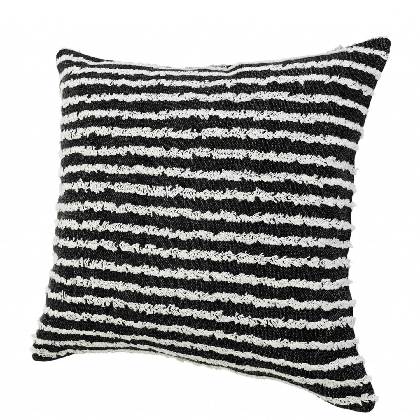 Edge Collections - 20&#x22; x 20&#x22; - Black - Soft Striped Decorative Pillow - 1 Piece