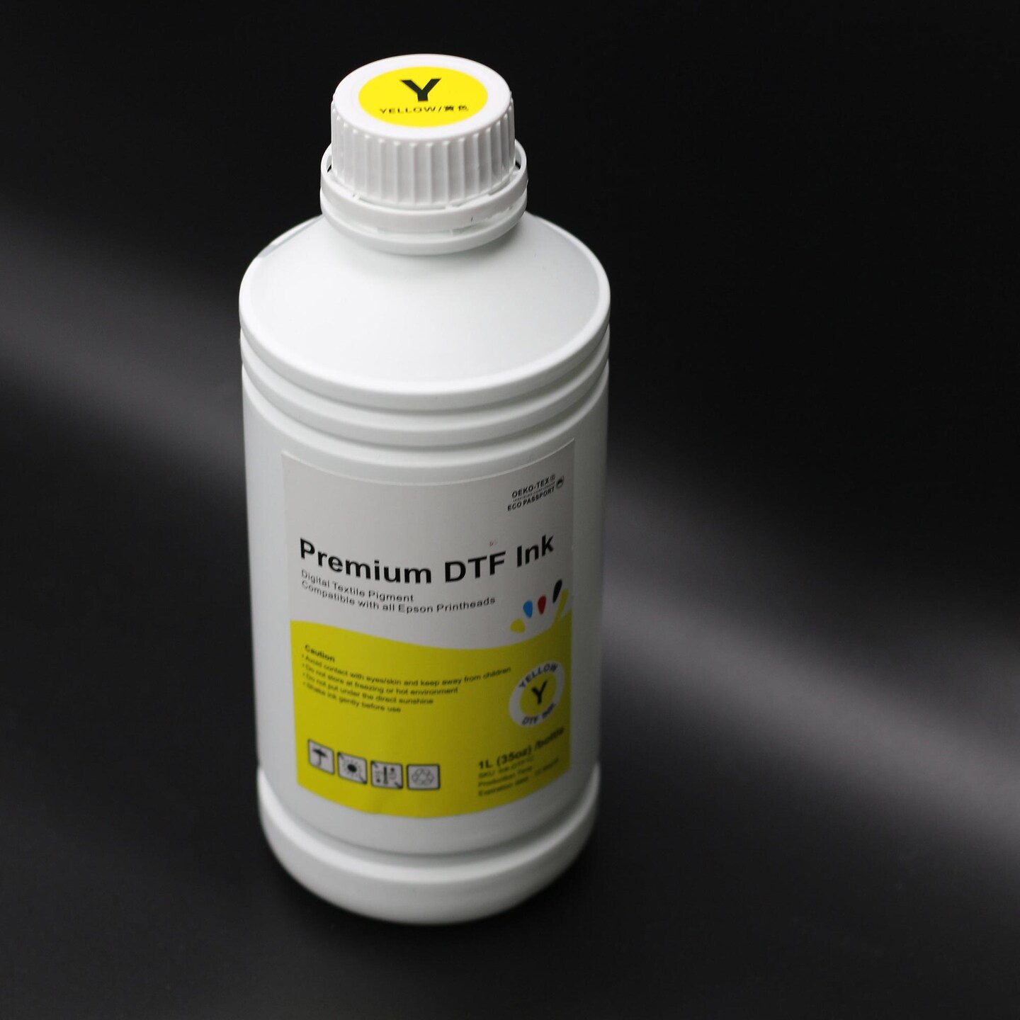 Yellow Premium DTF Pigment Textile Ink - 1L Bottle for High-Quality Fabric Printing