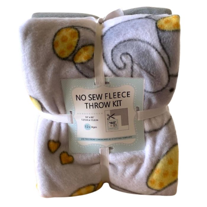 Sleepytime Elephants No Sew Throw Anti-Pill Premium Fleece Fabric Kit