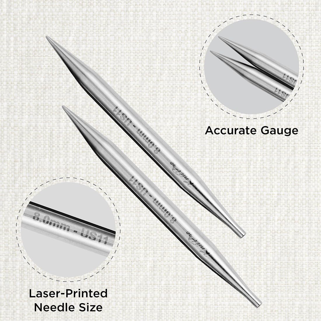 KnitPro Stelo Interchangeable Circular Knitting Needles 4" (10cm) Size 2.5 - 15