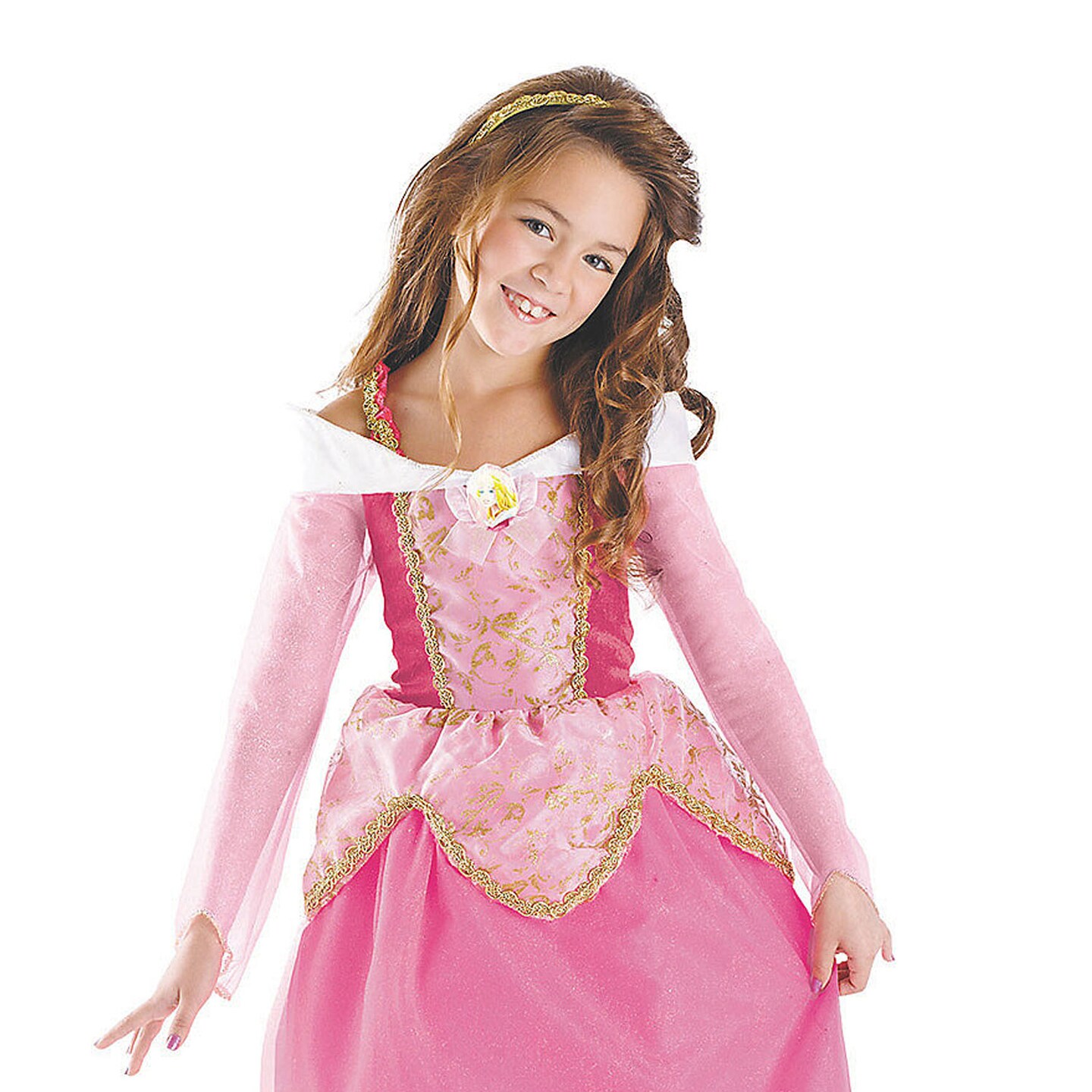 Girls Aurora Deluxe Mermaid Costume With Shiny Lame Dress And Hair Clip