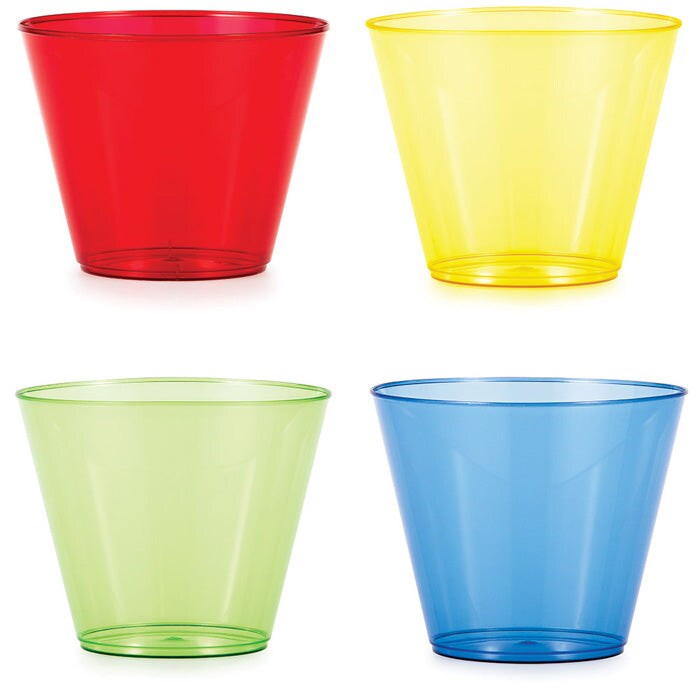 Assorted Colors Plastic Glasses, 9 Oz (12/Pkg)