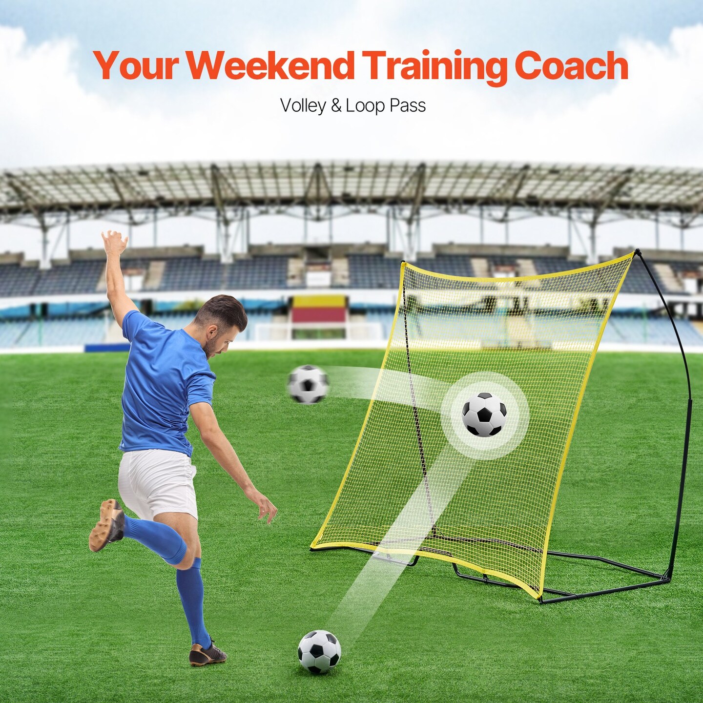 Iron Tube and Polyester Soccer Trainer Rebounder Net, Portable